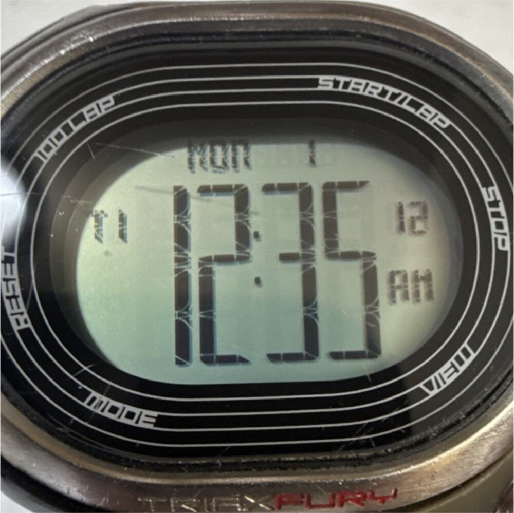 RARE VINTAGE NIKE TRIAX FURY 100 LAP BLACK AND GREY SPORTSWATCH NEW BATTERY(B19)